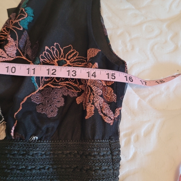 Lapis black, orange, and green sleeveless  floral dress. - Picture 6 of 9